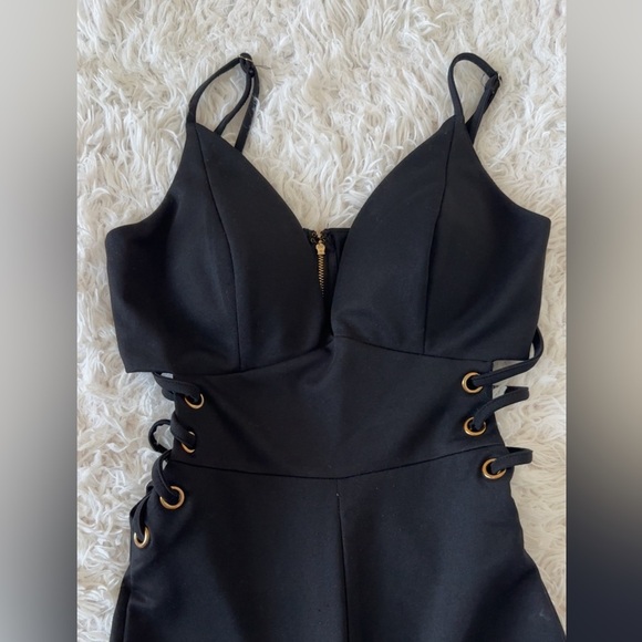 a'gaci Black Jumpsuit with Lace-Up Detailing - Picture 5 of 8